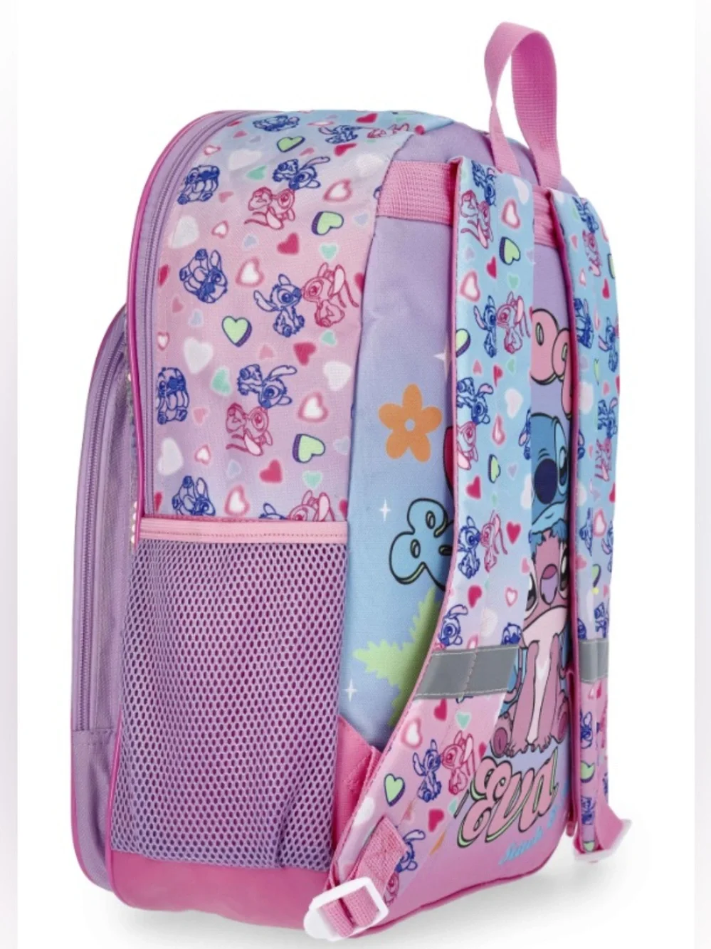 NWT 17” Disney Lilo & Stitch Rainbow Sequined Backpack Pink Green Blue Keychain
